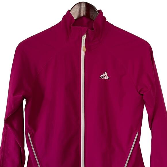 Y2K Adidas Womens Jacket Track Suit Three Stripe Zip Up Windbreaker Size 6 - Picture 2 of 6